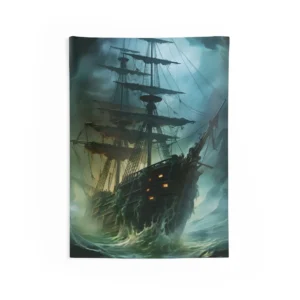 Phantom Ship in Storm Wall Tapestry