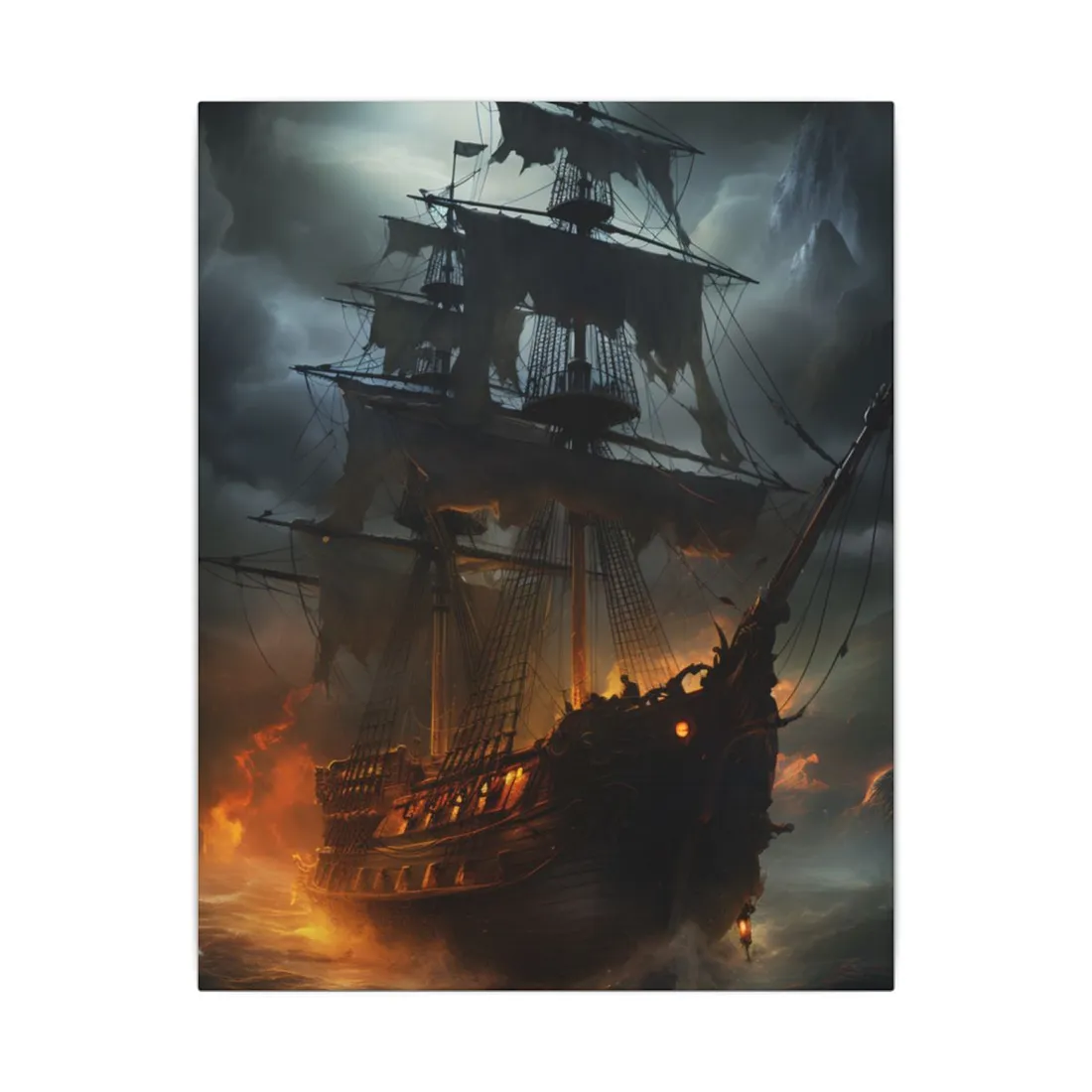 Ghostly Pirate Ship on the High Seas: Mysterious - Canvas