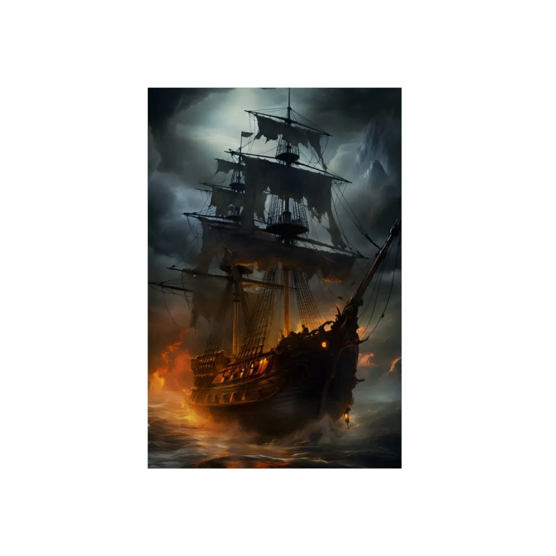 Ghostly Pirate Ship on the High Seas: Mysterious - Metal Poster