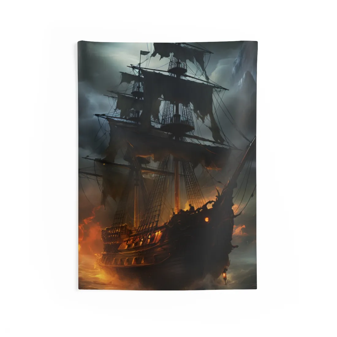Ghostly Pirate Ship on the High Seas: Mysterious - Wall Tapestry
