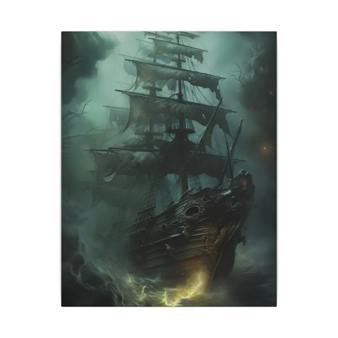 Ghostly Pirate Ship Sailing: Mysterious Sea Vessel Reimagined - Canvas