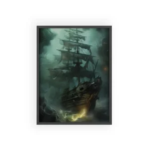 Foggy Ship at Sea Framed Poster