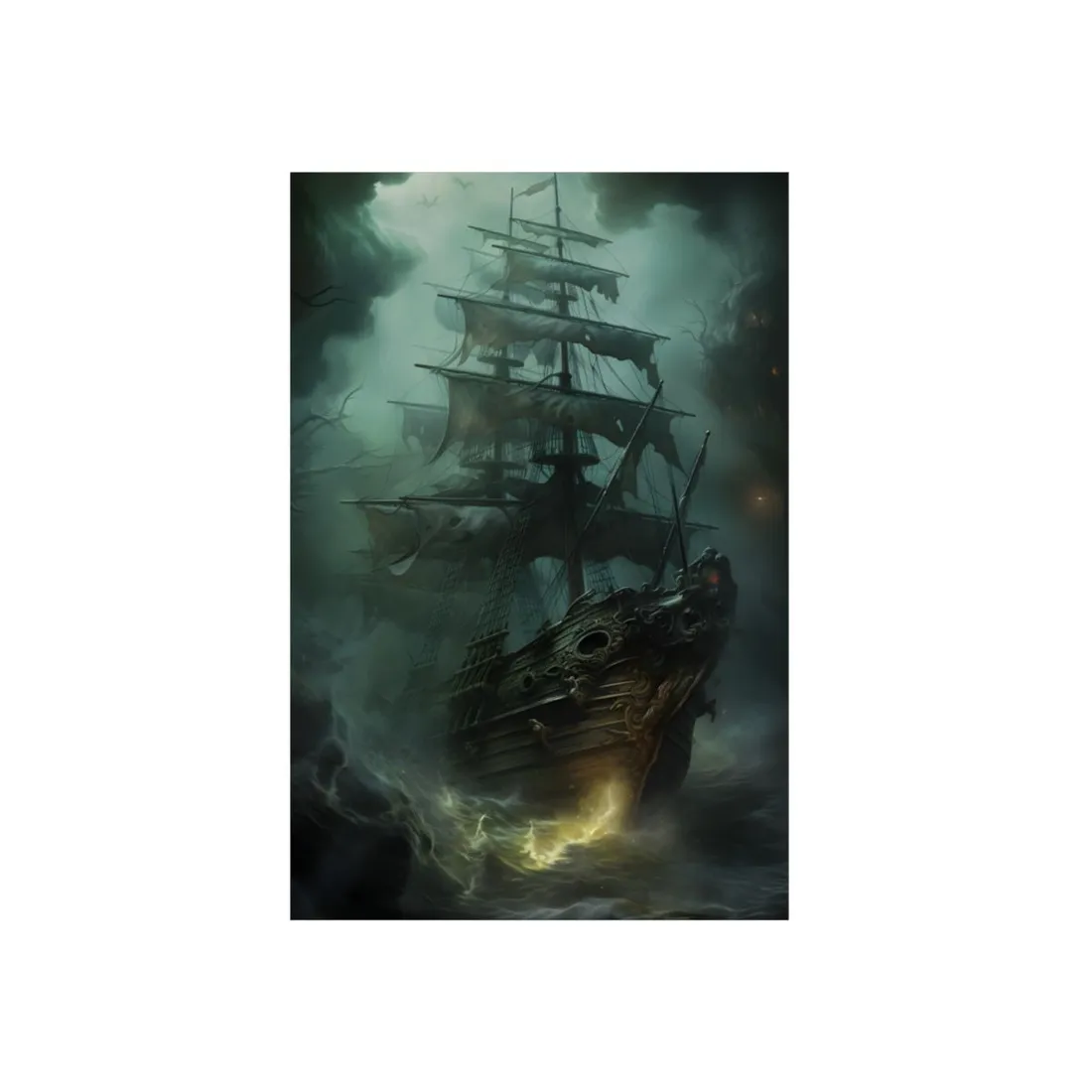 Ghostly Pirate Ship Sailing: Mysterious Sea Vessel Reimagined - Metal Poster