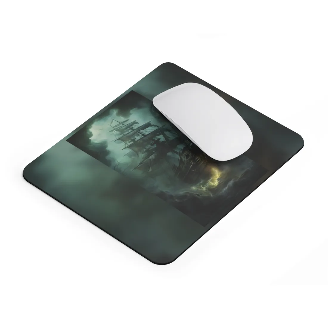 Ghostly Pirate Ship Sailing: Mysterious Sea Vessel Reimagined - Mouse Pad