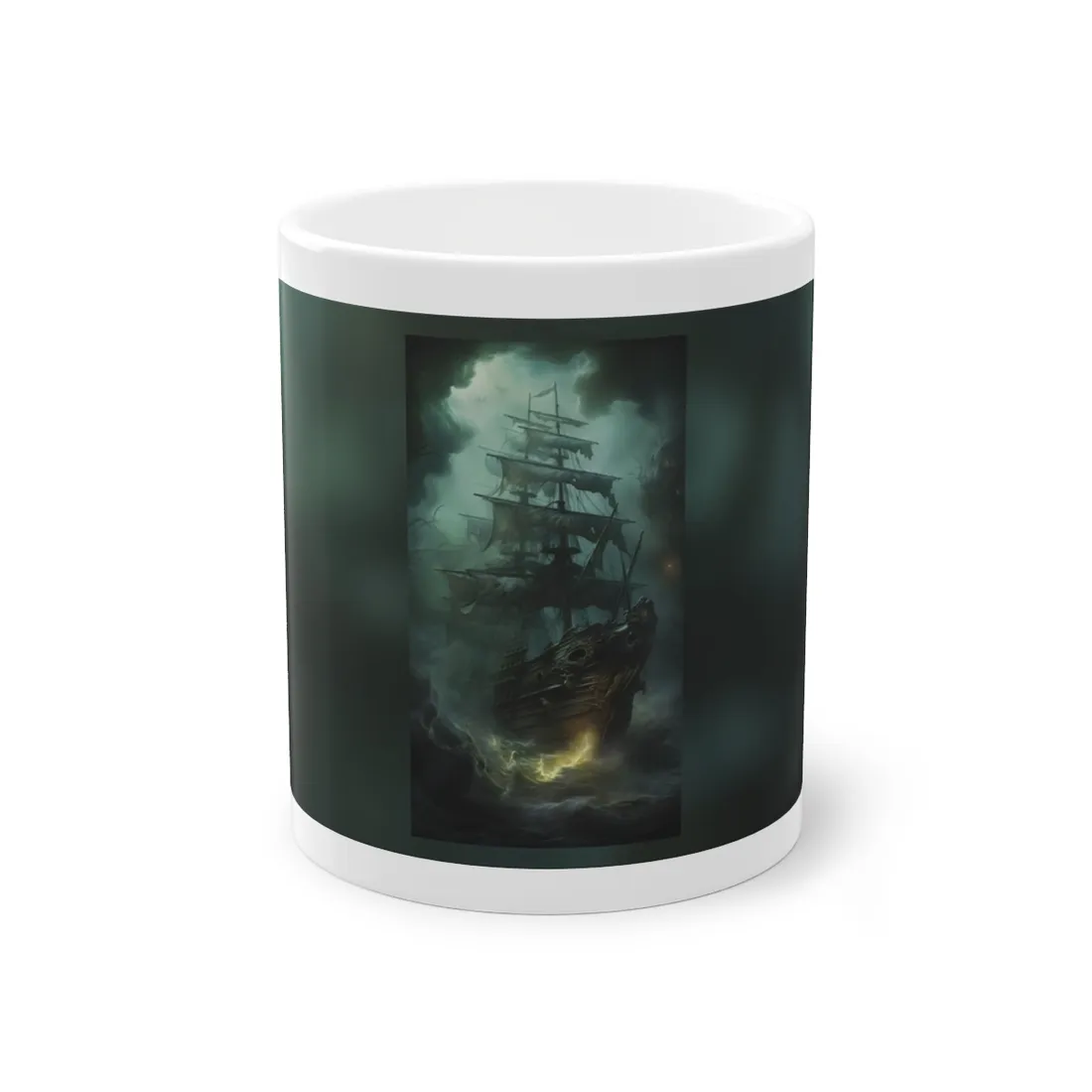 Ghostly Pirate Ship Sailing: Mysterious Sea Vessel Reimagined - Mug