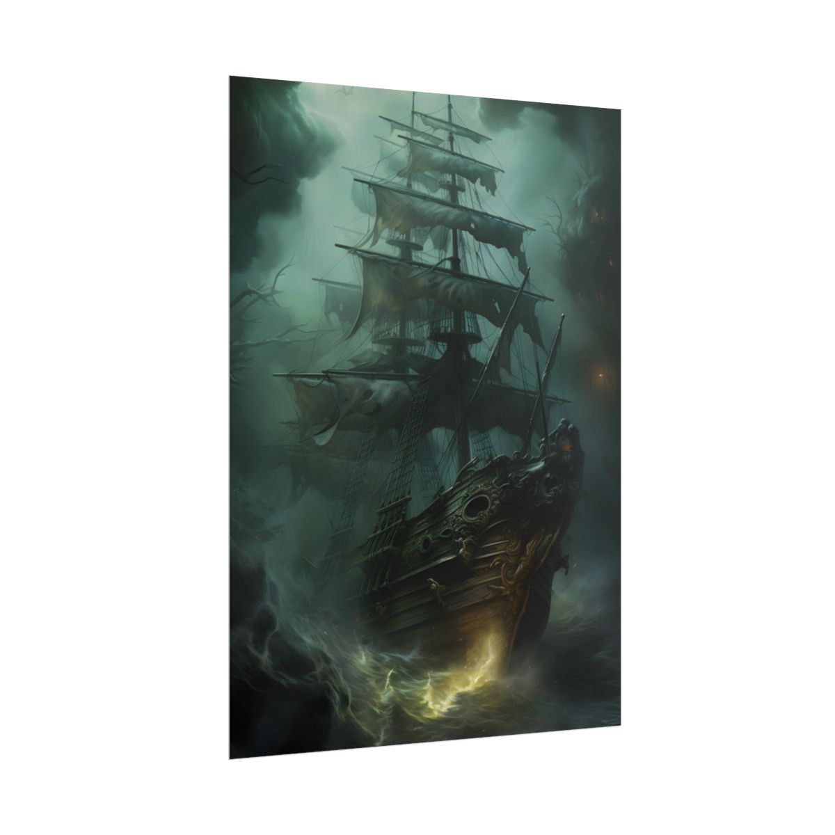 Ghostly Pirate Ship Sailing: Mysterious Sea Vessel Reimagined - Poster