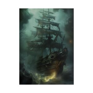 Foggy Ship at Sea Poster