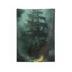 Foggy Ship at Sea Wall Tapestry