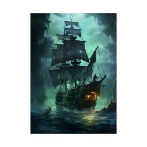 Ghost Ship on Dark Sea Poster