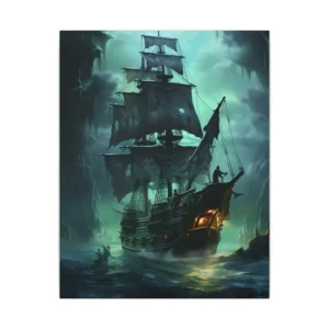 Ghost Ship on Dark Sea Canvas Print