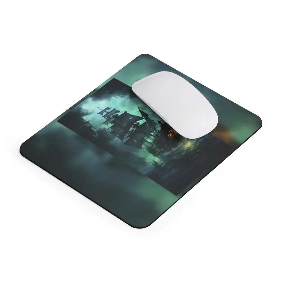 Ghostly Pirate Ship Sailing on Ocean: Eerie - Mouse Pad