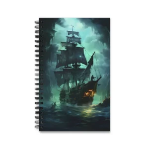 Ghost Ship on Dark Sea Spiral Notebook