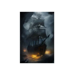 Galleon in Stormy Sea Metal Poster