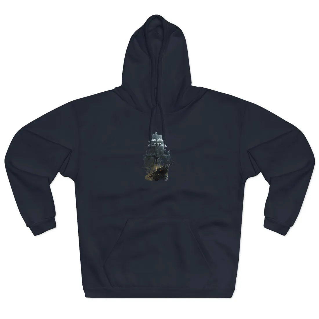 Ghostly Pirate Voyage: Historic Sea Travel Digital Art - Hoodie (Navy)