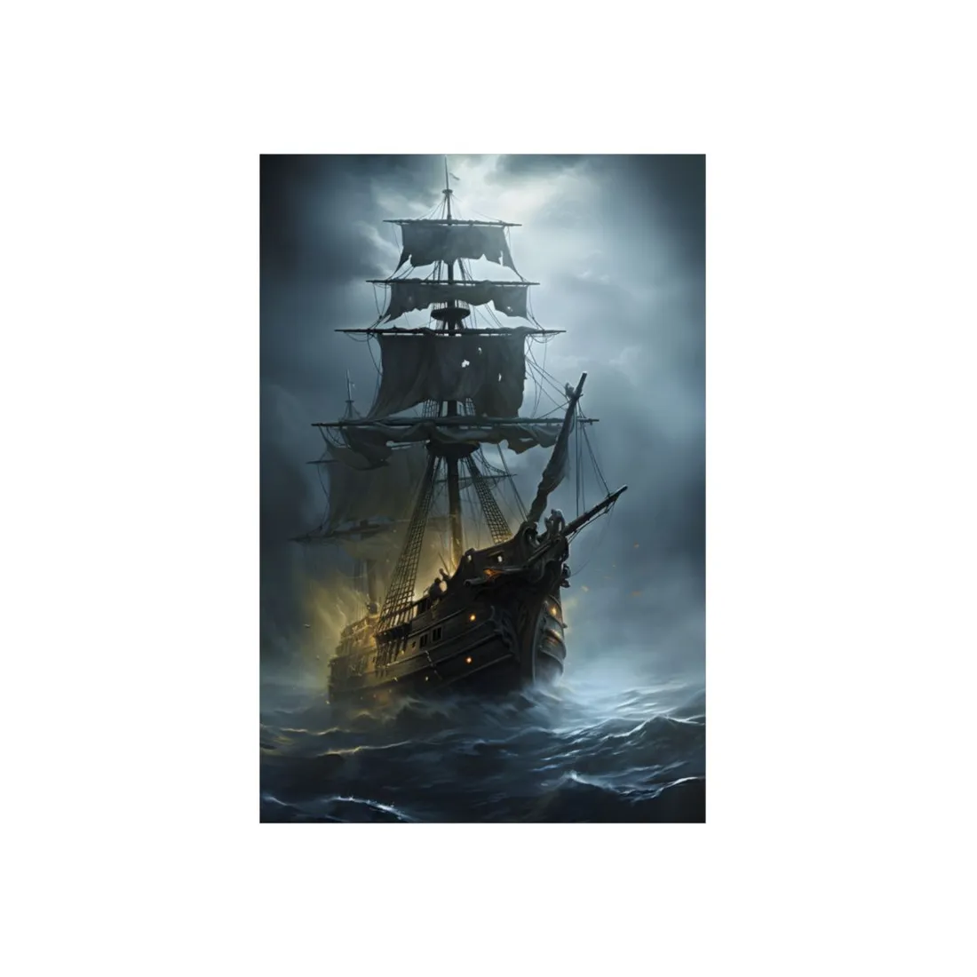 Ghostly Pirate Voyage: Historic Sea Travel Digital Art - Metal Poster