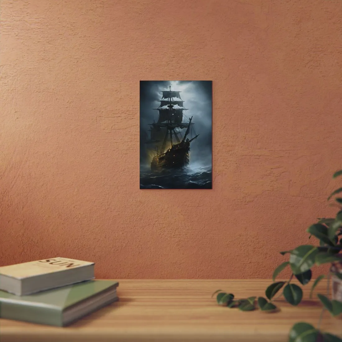 Ghostly Pirate Voyage: Historic Sea Travel Digital Art - Metal Poster