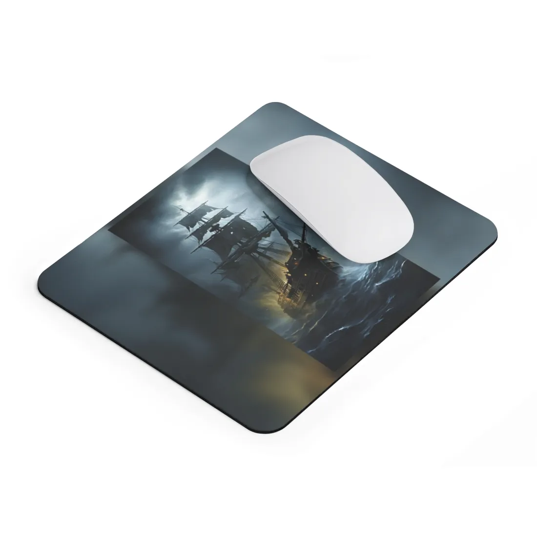 Ghostly Pirate Voyage: Historic Sea Travel Digital Art - Mouse Pad