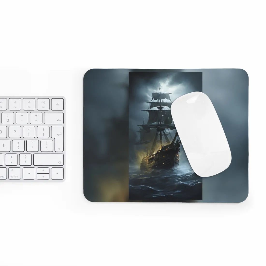 Ghostly Pirate Voyage: Historic Sea Travel Digital Art - Mouse Pad
