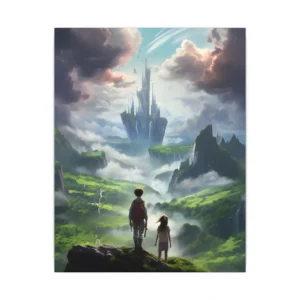 Boy and Girl on Cliff Canvas Print