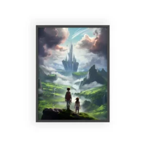 Boy and Girl on Cliff Framed Poster