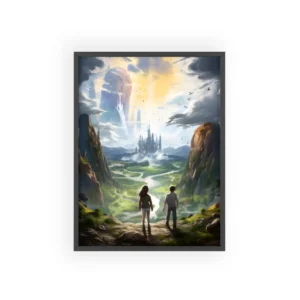 Children Gazing at Distant Castle Framed Poster