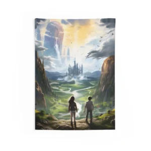Children Gazing at Distant Castle Wall Tapestry