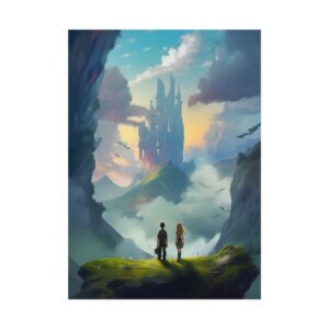 Children Overlooking a Castle Poster