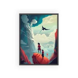 Two Figures on a Cliff Framed Poster