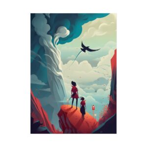 Two Figures on a Cliff Poster