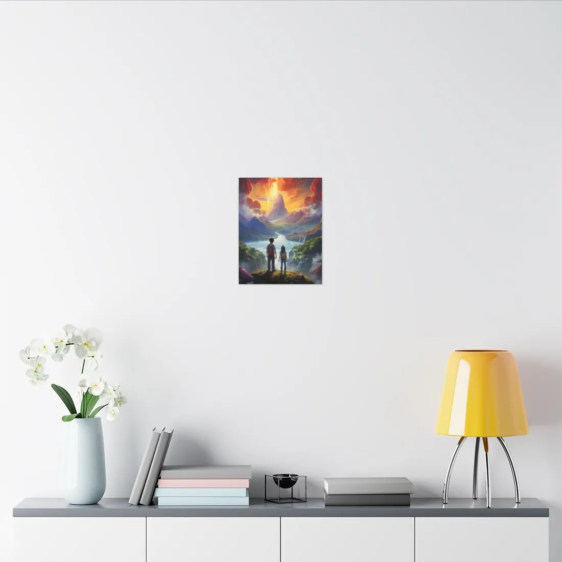Girl, Boy, Meadow: A Peaceful Cloudy Day - Canvas