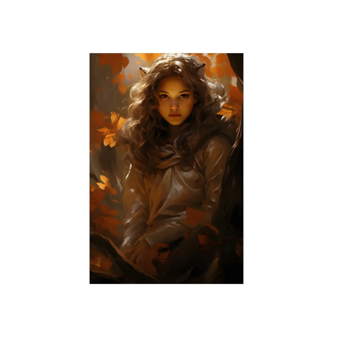 Girl in Fur-Trimmed Coat: Warm Portrait - Metal Poster