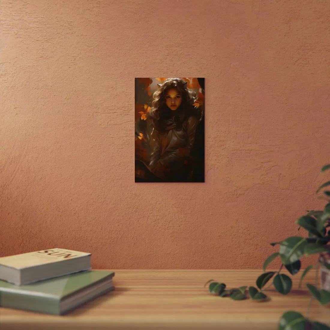Girl in Fur-Trimmed Coat: Warm Portrait - Metal Poster