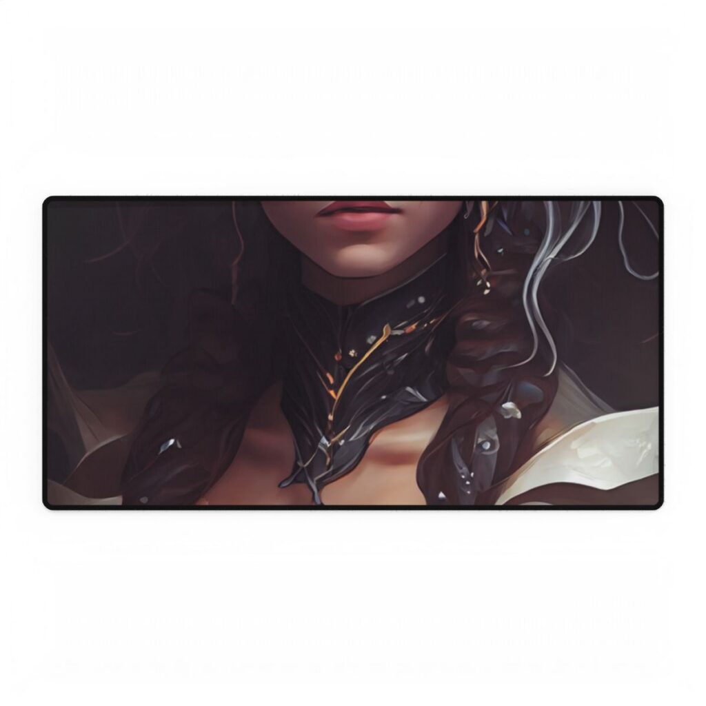 Glamorous Mid-20s Female Portrait: Black Hair Artwork - Desk Mat