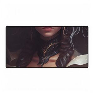 Silver-Haired Woman Portrait Desk Mat