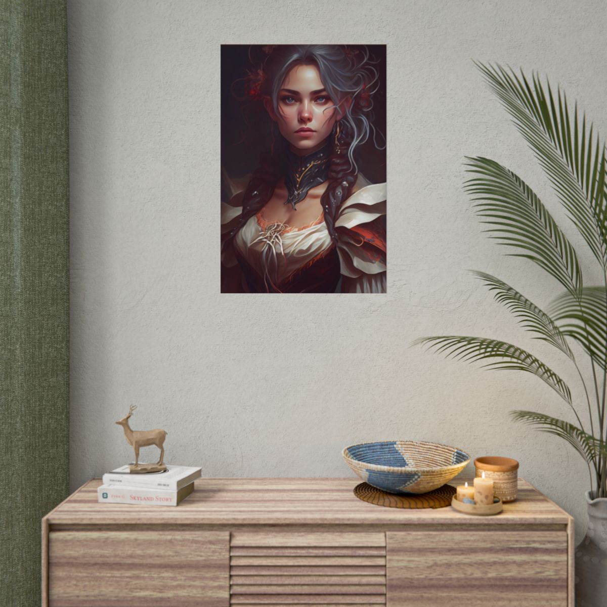 Glamorous Mid-20s Female Portrait: Black Hair Artwork - Poster