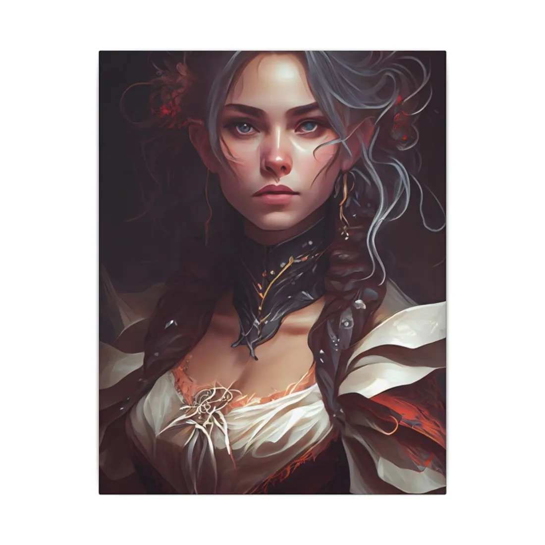 Glamorous Mid-20s Female Portrait: Black Hair - Canvas