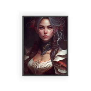 Silver-Haired Woman Portrait Framed Poster