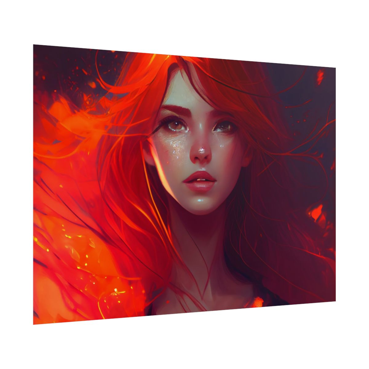 Glowing Female Portrait: Close-Up Artwork - Poster