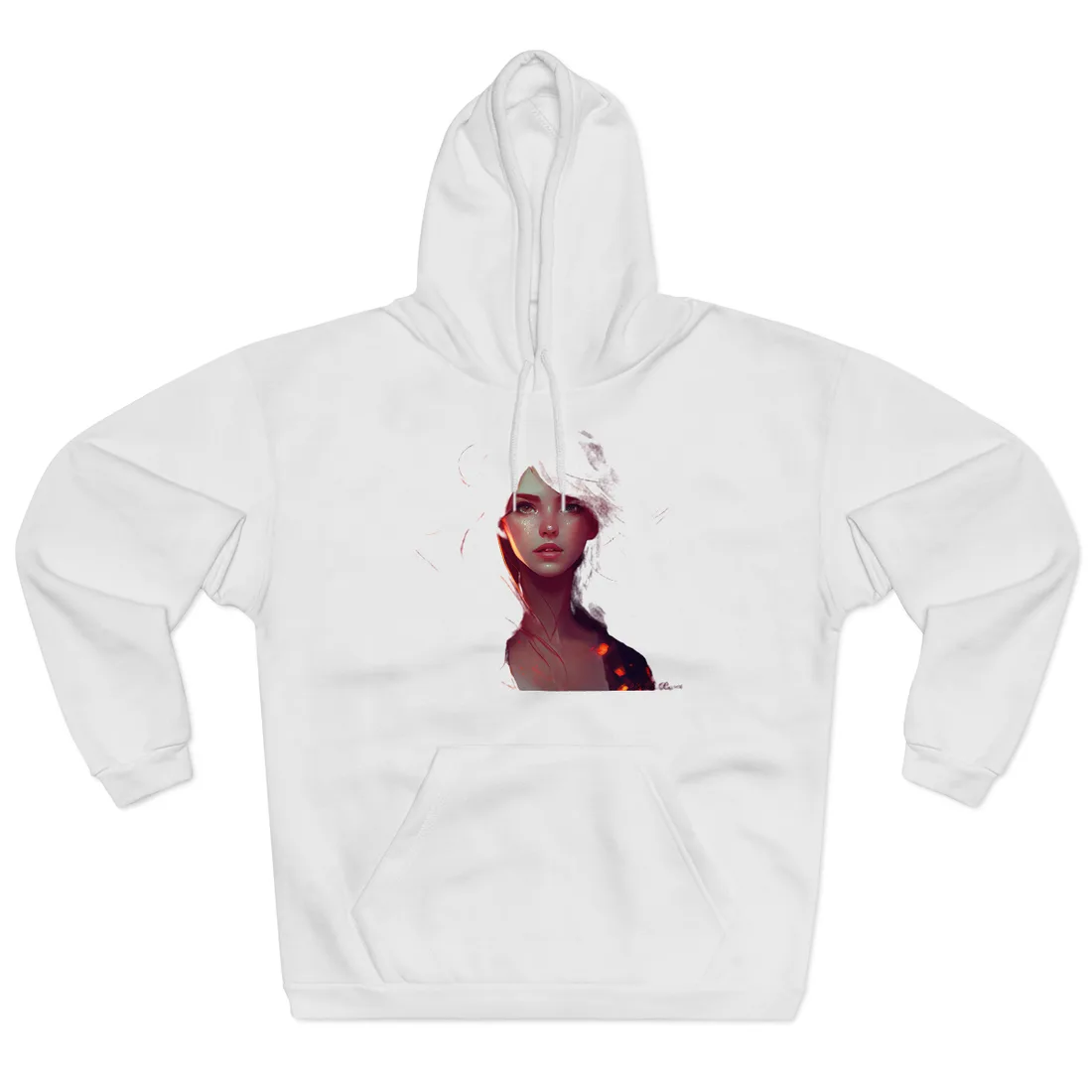 Glowing Female Portrait: Close-Up Hoodie - Hoodie (White)