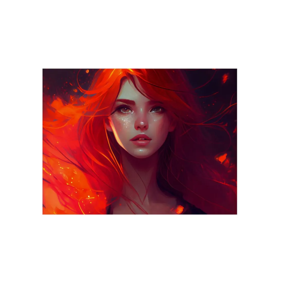 Glowing Female Portrait: Close-Up - Metal Poster