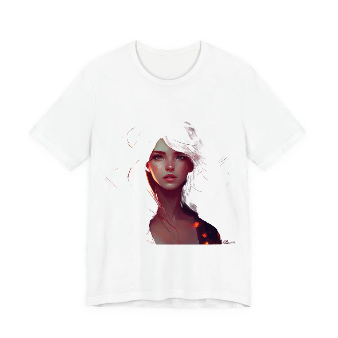 Glowing Female Portrait: Close-Up T-Shirt - T-Shirt (White)