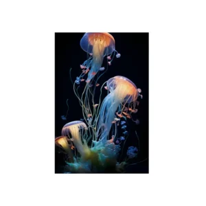 Glowing Jellyfish Group Metal Poster