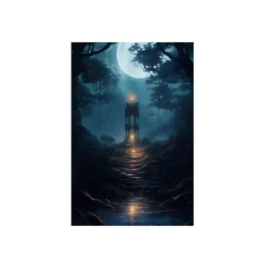 Moonlit Forest Stairway Metal Poster