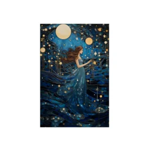 Woman Among Moons and Stars Metal Poster