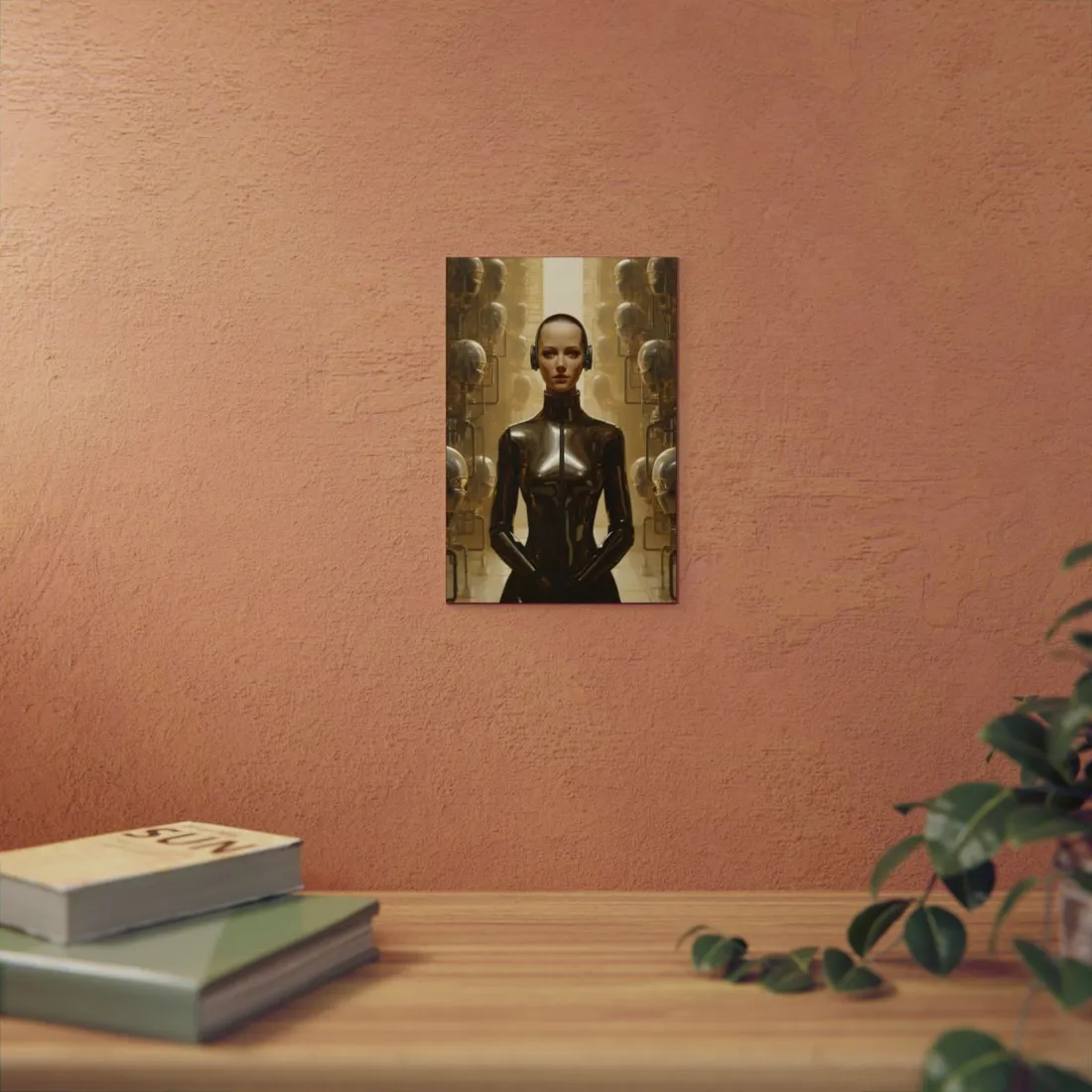 Golden Android: Metallic Robot Figure Portrait - Metal Poster