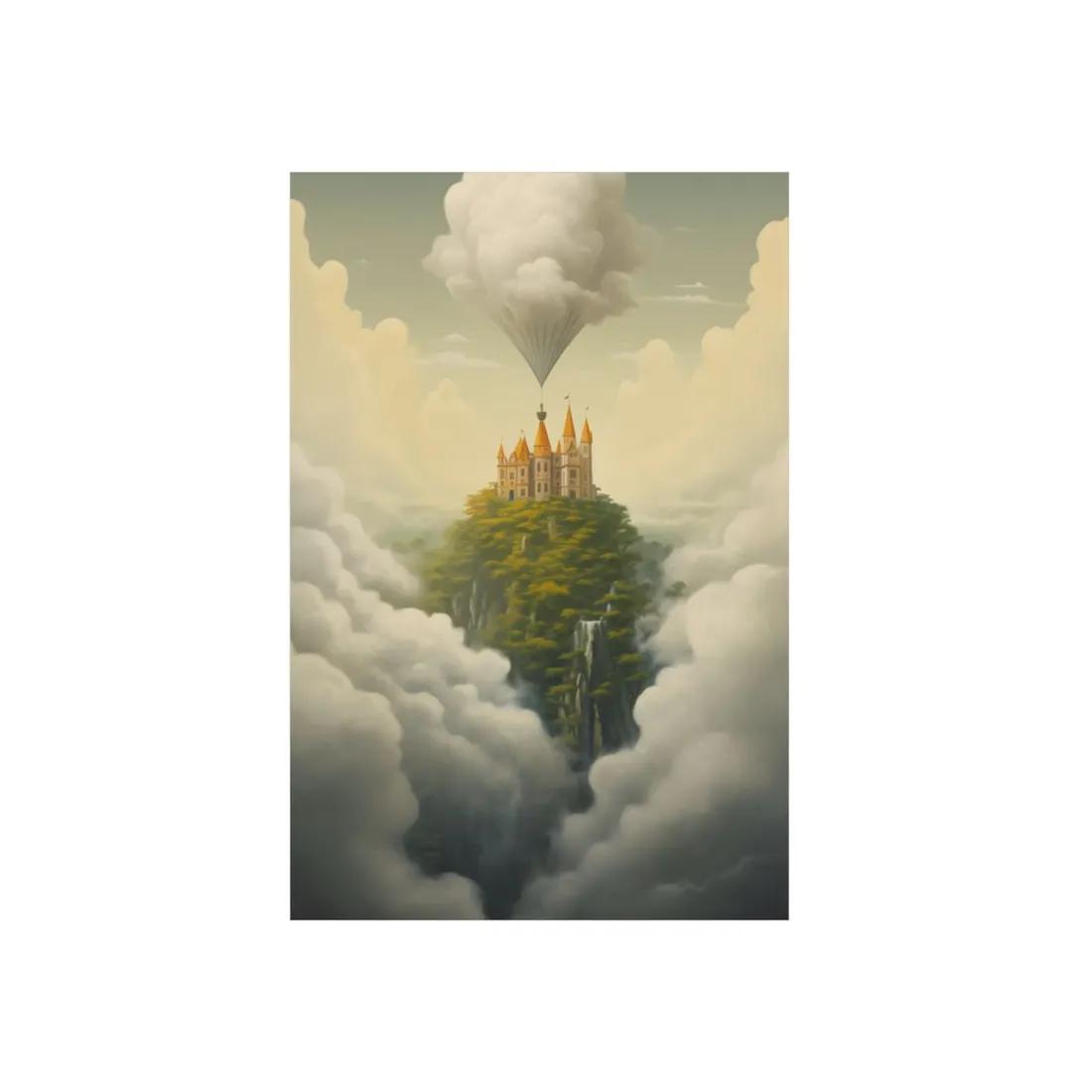 Golden Castle in the Clouds: Fantasy Sky Landscape - Metal Poster
