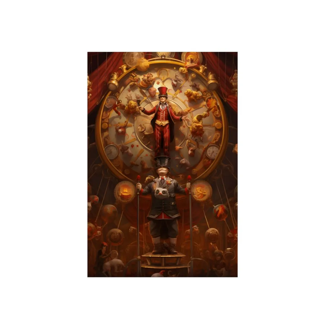 Golden Gears Circus: Ornate Clockwork Carousel - Metal Poster
