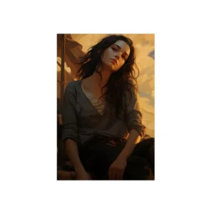 Woman with Long Dark Hair Metal Poster