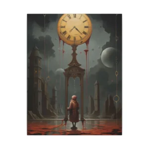 Melting Clock and Hooded Figure Canvas Print