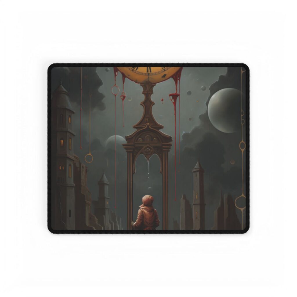 Golden Moment: Person Standing in Outdoor Sunrise Serenity - Desk Mat